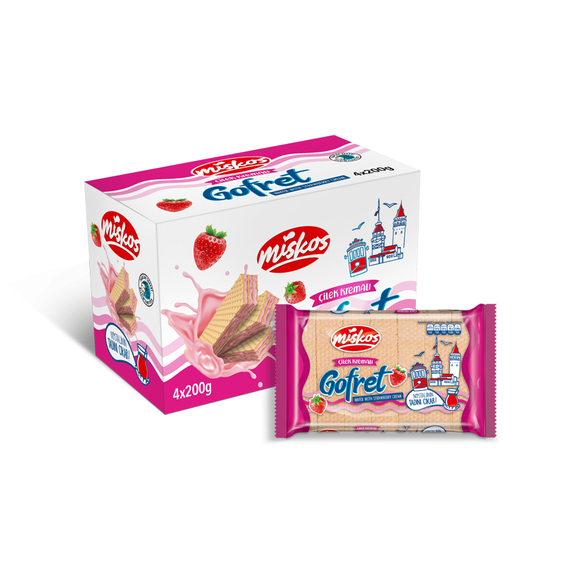 Çilek Kremalı Gofret (4x200g)